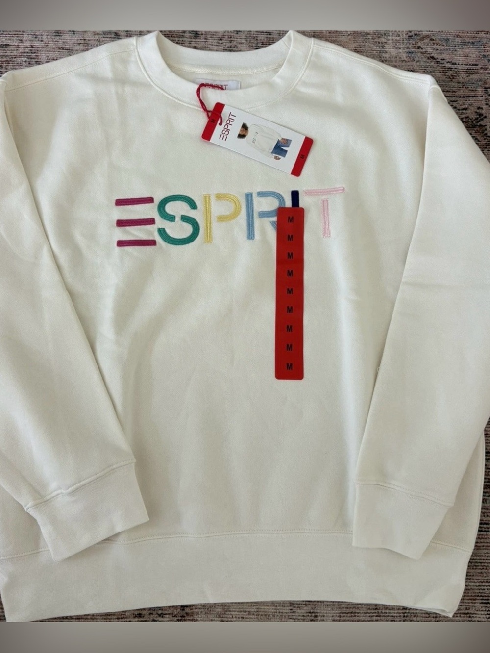 NWT Esprit  Women's Logo Crewneck Sweatshirt  Cream 80s Retro Viral size M